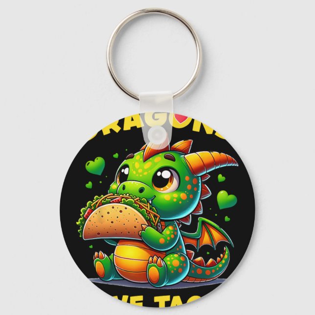 Chaveiro Dragões Amam Tacos Fofo Cinco De Mayo Comida Mexic (Frente)