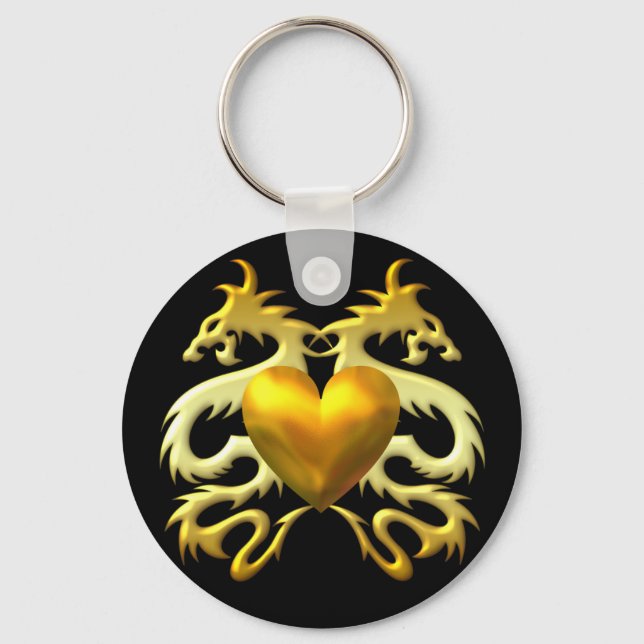 Chaveiro DRAGÕES Dourados DO CORAÇÃO (Frente)