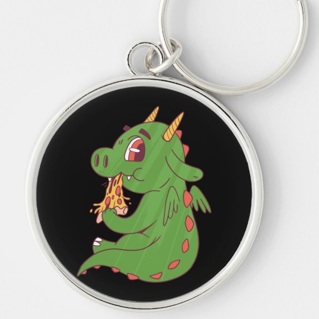Chaveiro Dragon Baby Comendo Pizza Iummy Design (Frente)