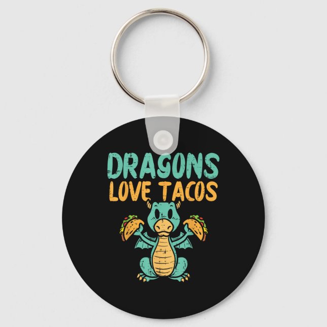 Chaveiro Dragon Love Tacos Cute Cinco De Mayo Comida mexica (Frente)
