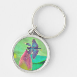 Chaveiro Dragonfly Azul Iridescente em Waterlily