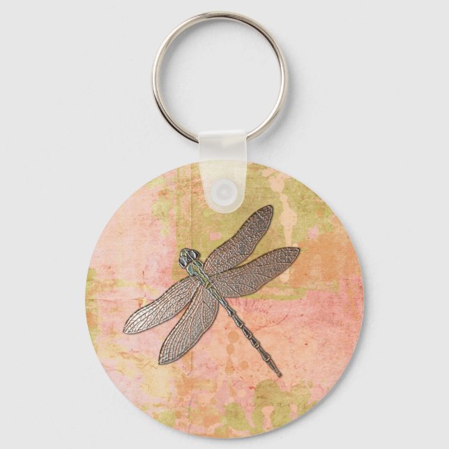 Chaveiro Dragonfly de Impressões Rosa (Frente)