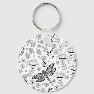 Chaveiro Dragonfly e flores