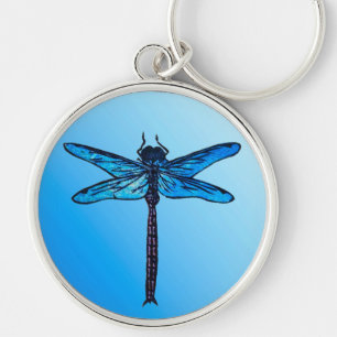 Chaveiro Dragonfly Japonesa Vintage, azul-safira