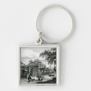 Chaveiro Drawbridge em Malacca, gravado por George Cooke