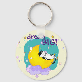 Chaveiro "Dream Big" Cat On Moon Inspirational Quote