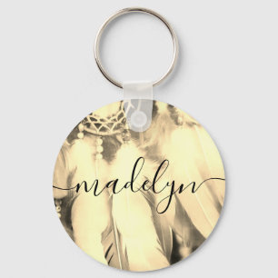 Chaveiro Dream Boho Bohemian Style Dreamcatcher Feather