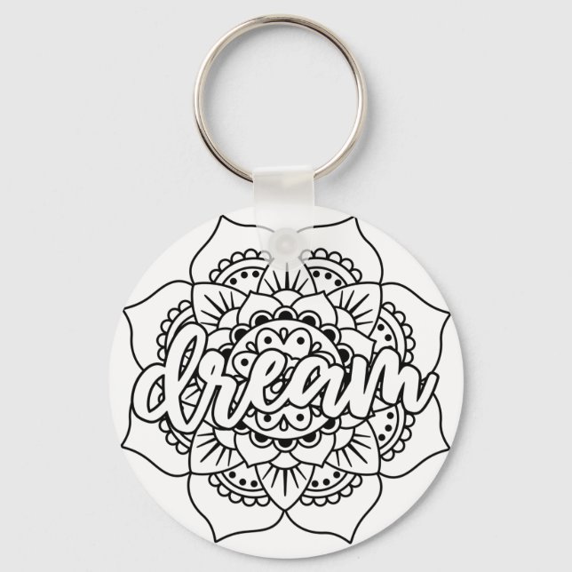 Chaveiro Dream Mandala Black & White (Frente)