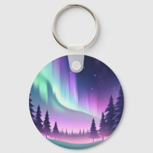 Chaveiro Dreamy Aurora Night: Floresta Roxa e Luz Verde