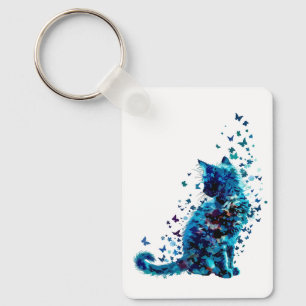 Chaveiro Dreamy Blue Cat - Borboleta e Arte Floral