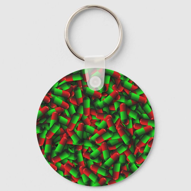 Chaveiro drogas de pílulas verdes vermelhas (Frente)