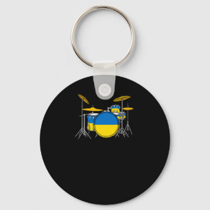 Chaveiro Drum Kit Ucraniano Flag Drummer Musker Sticker