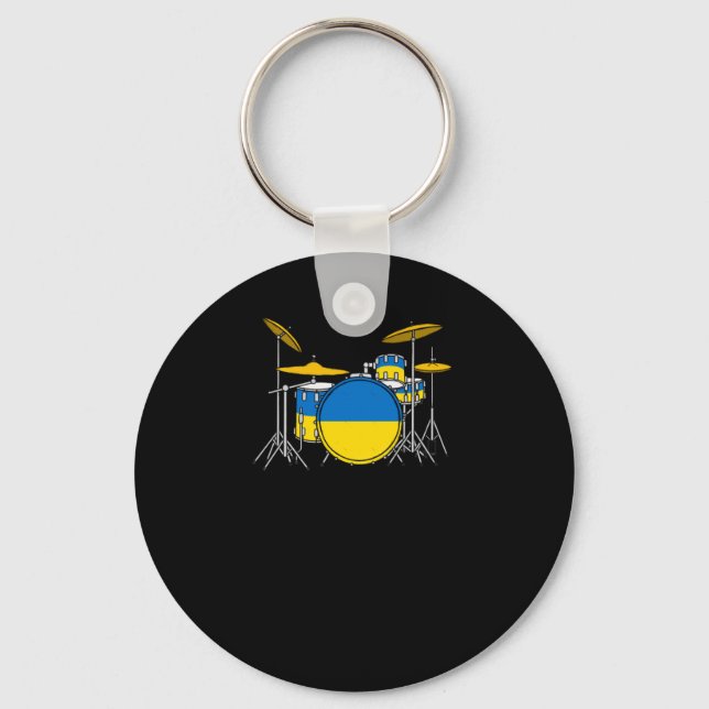 Chaveiro Drum Kit Ucraniano Flag Drummer Musker Sticker (Frente)
