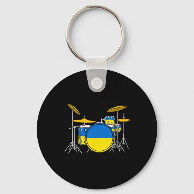 Chaveiro Drum Kit Ukrainian Flag Ukraine Drummer Musician  (Frente)