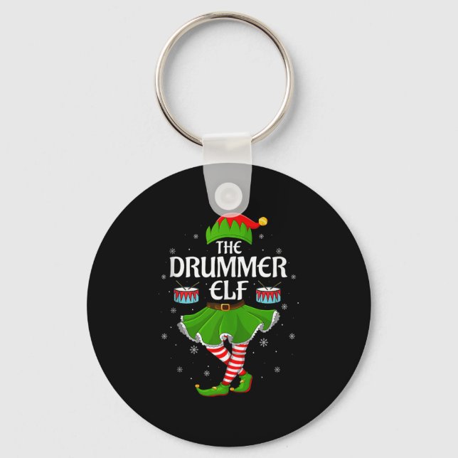 Chaveiro Drummer Elf Christmas Family Girls Women Elf Squad (Frente)