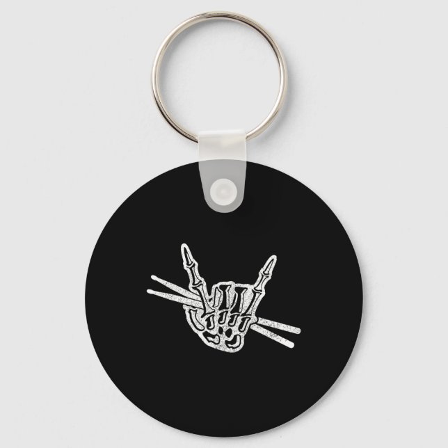 Chaveiro Drummer Halloween Skeleton Rocha E Tambor De Rolo (Frente)
