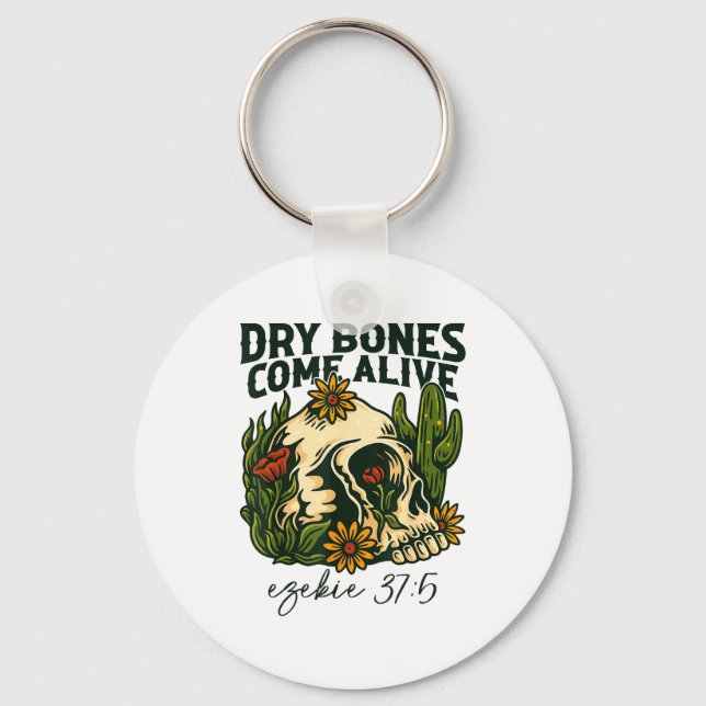 Chaveiro Dry Bones Come Alive Christian Skeleton Floral Eze (Frente)