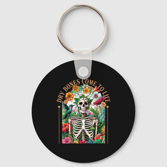 Chaveiro Dry Bones Come Alive Funny Skeleton Floral Christi (Frente)