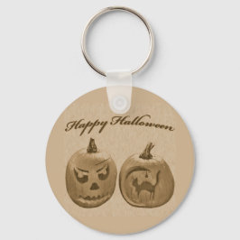 Chaveiro Duas Abóboras Feliz Halloween Pingente