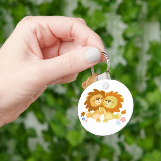 Chaveiro Duas Belas Caricaturas Leões Tango Keyring