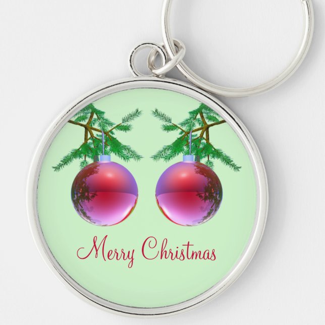 Chaveiro Duas Bolas de Natal Vermelhas (Frente)