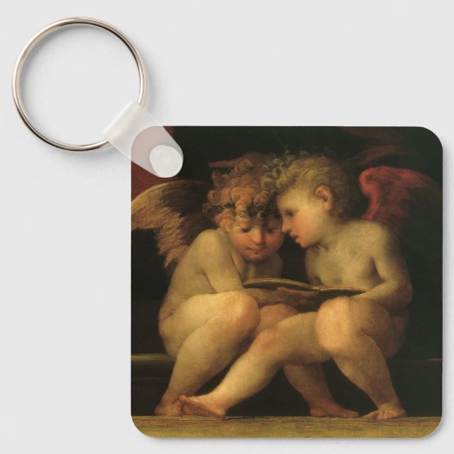 Chaveiro Duas Cherubs Lendo por Rosso Fiorentino, Angels (Frente)