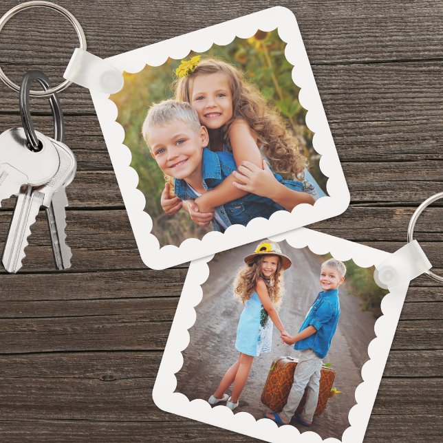 Chaveiro Duas Fotografias Personalizadas Duplas (Double Sided Custom Two Photo keychain)