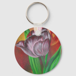 Chaveiro Duas Tulipas Contra Fundo Vermelho