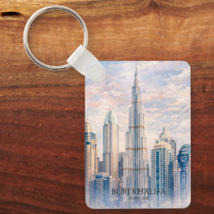 Chaveiro Dubai Burj Khalifa Cidade de Luxo Panorama Aquarel