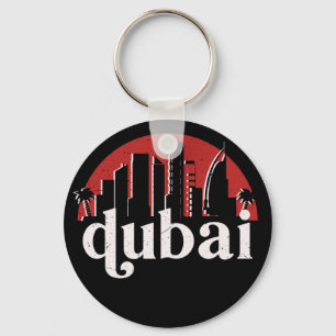 Chaveiro Dubai UAE Vintage Retro City Skyline Cityscape Art
