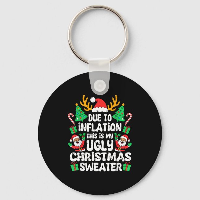 Chaveiro Due To Inflation Ugly Christmas Sweater Xmas Men W (Frente)