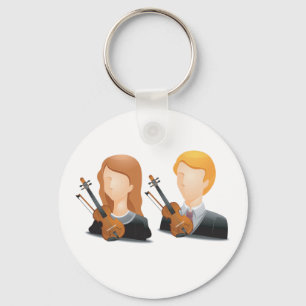 Chaveiro Duo de Músicos Violinistas sem Rosto Casal de Músi