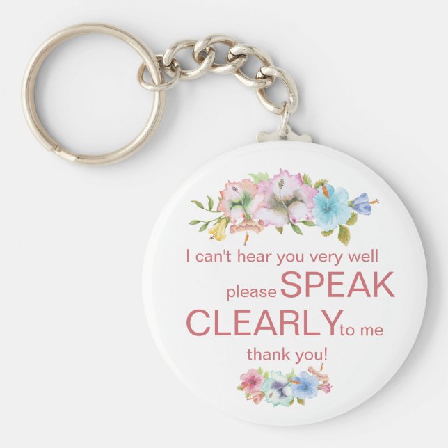 Chaveiro Duro surdo discreto para ouvir hibisco floral (Frente)