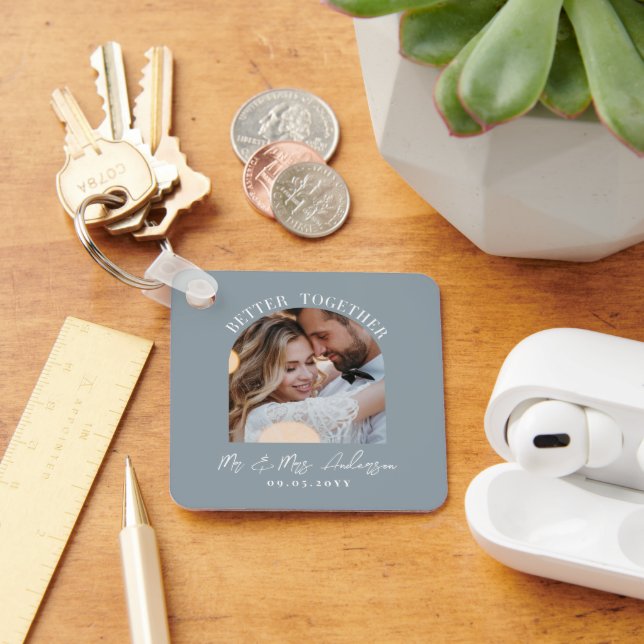 Chaveiro Dusty Blue Arch Fotografia do casamento (Mesa)