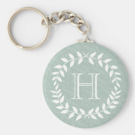 Chaveiro Dusty Sage Green Botanical Wreath Elegant Monogram