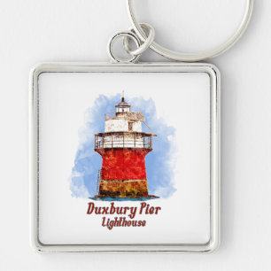 Chaveiro Duxbury Pier Lighthouse Watercolor - Massachusetts