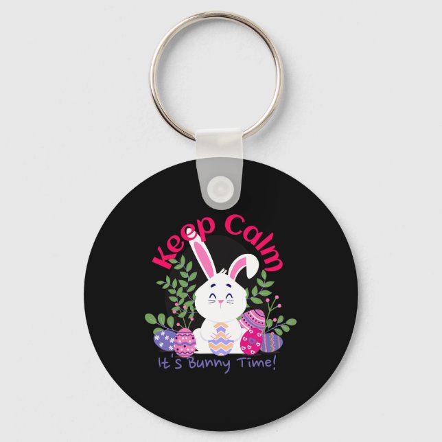 Chaveiro É a Hora do Coelho Funny Easter Sunday Caça ao Ovo (Frente)