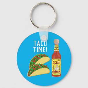 Chaveiro É a ilustração de tacos bonitinhos com molho qu