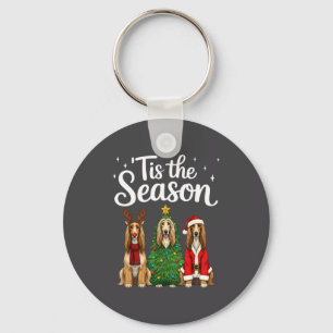 Chaveiro É a Temporada Afghan Hound Natal Papai Noel Cão Lo
