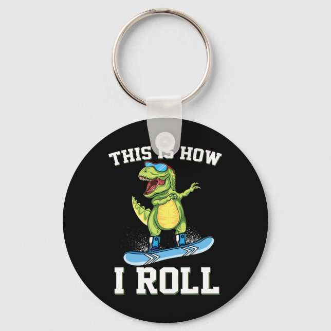 Chaveiro É Assim Que Eu Ando De Dinossauro Snowboard Trex N (Frente)