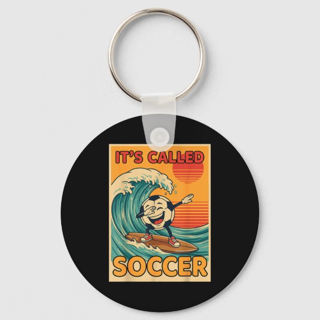 Chaveiro É Chamada de Futebol Engraçado Retro Bola Fã de Es (Frente)