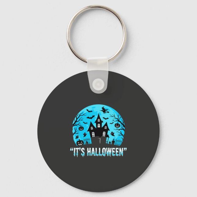 Chaveiro É design de morcego de casa assombrada de Hallowee (Frente)
