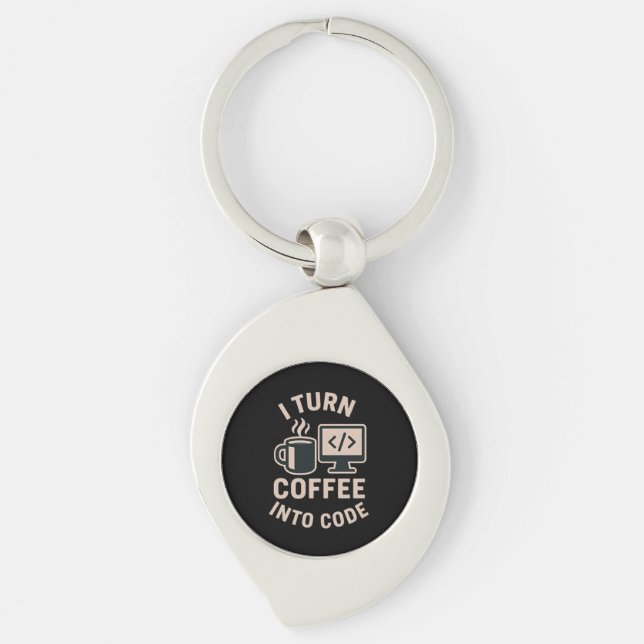 Chaveiro É engraçado que converta café em código (Frente)