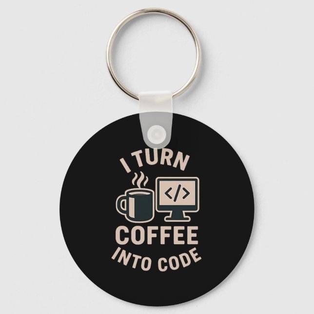 Chaveiro É engraçado que converta café em código (Frente)
