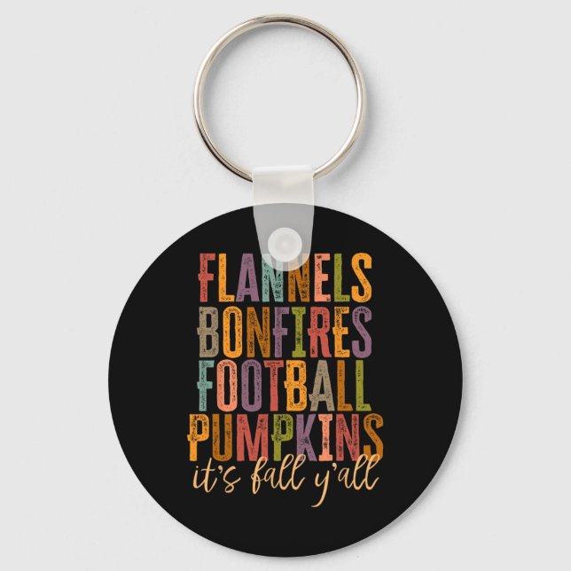 Chaveiro É Fall Y'all Flannels Bonfire Futebol Pumpkin (Frente)