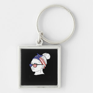 Chaveiro É Fall Y'all Mensy Bun Women USA Flag