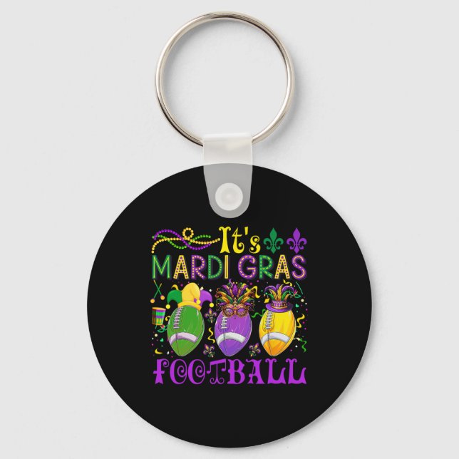 Chaveiro É Máscara de Fantasia de Futebol do Mardi Gras (Frente)