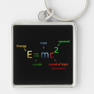 Chaveiro E = MC^2. E igualam MC esquadrado