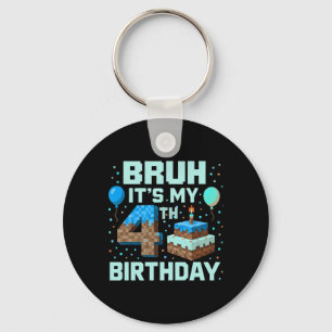 Chaveiro É Meu 4º Aniversário de Jogo Pixel Boy Engraçado B