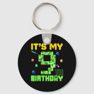 Chaveiro É Meu 9º Aniversário Menino de 9 Anos Gamer Pixel 